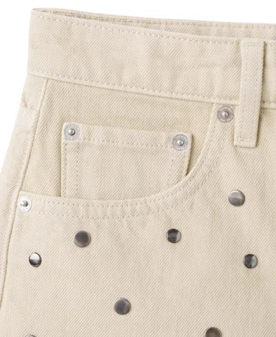 Mango Stud Denim Shorts In Neutral