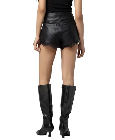 Blanknyc Women's High-rise Lace Trim Shorts In Black