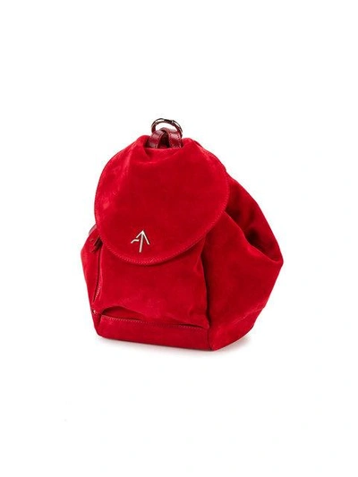 Shop Manu Atelier Mini Fernweh Suede Backpack In Red