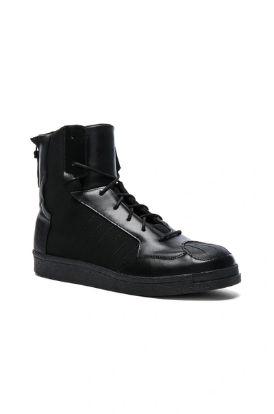 Shop Yohji Yamamoto Neoprene Punk Superstar Sneakers In Black