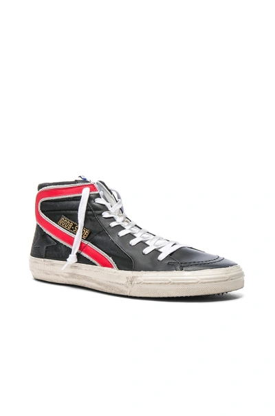 Shop Golden Goose Nylon Slide Sneakers In Black. In Black Nylon & Red