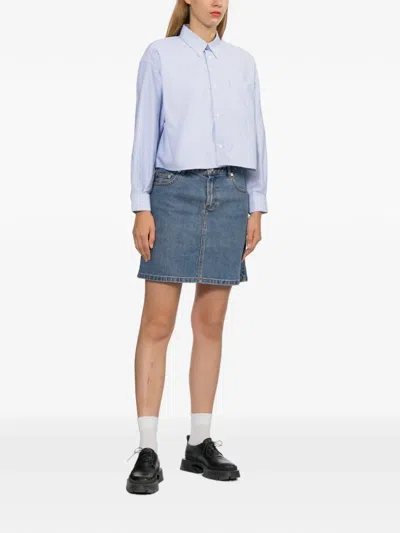 A.p.c. 스트라이프 크롭 셔츠 In Blue
