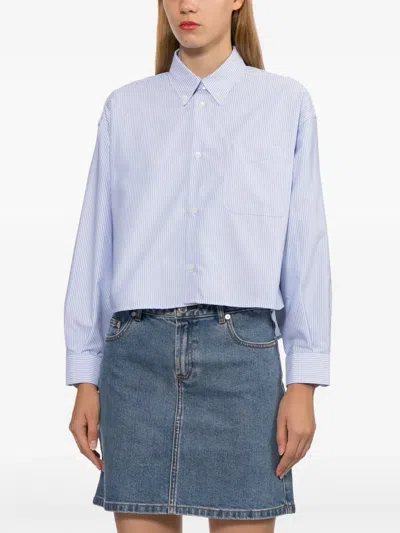 A.p.c. 스트라이프 크롭 셔츠 In Blue