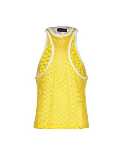 Shop Dsquared2 Tank Tops In Yellow