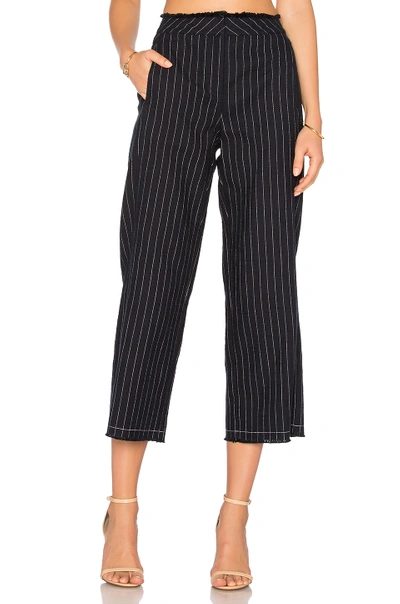 Alexander Wang T Cotton Burlap High Waisted Cropped Pant In Blue, Stripes. In Navy & White Stripe