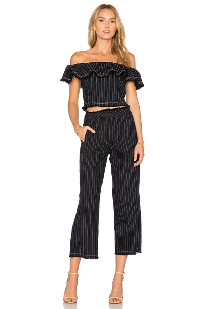 Shop Alexander Wang T T By Alexander Wang Edge Wide Leg Pant In Blue.  In Navy & White Stripe