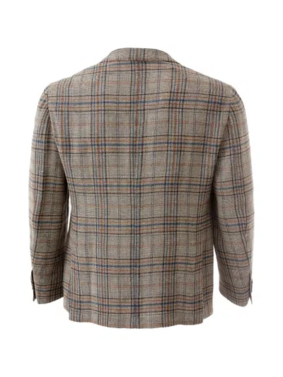 Lardini Plaid-pattern Single-breasted Blazer In Brown