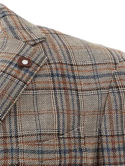 Lardini Plaid-pattern Single-breasted Blazer In Brown