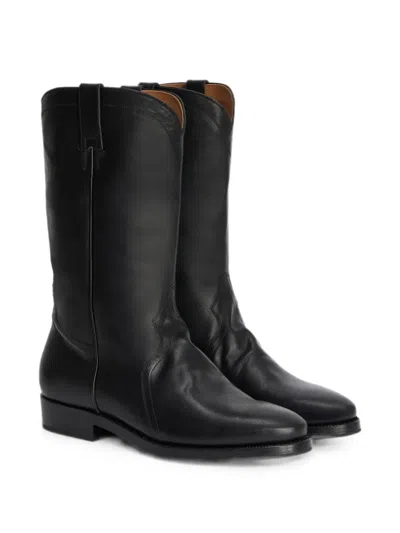 Jil Sander Aged-effect Leather Boots In Multi