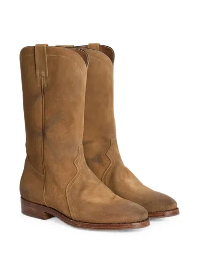 Jil Sander Aged-effect Round-toe Boots In Multi