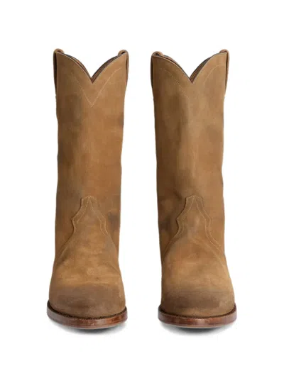 Jil Sander Aged-effect Round-toe Boots In Multi