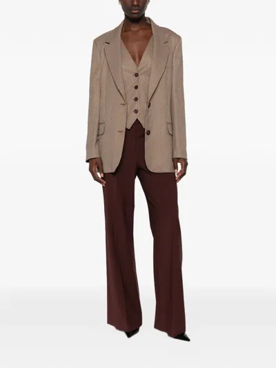 Mar De Margaritas Houndstooth-pattern Single-breasted Blazer In Brown