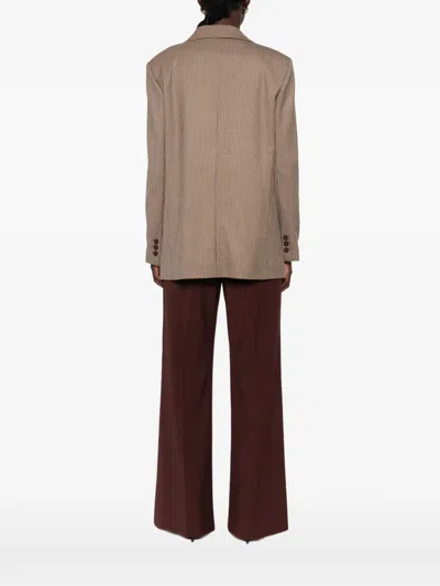 Mar De Margaritas Houndstooth-pattern Single-breasted Blazer In Brown
