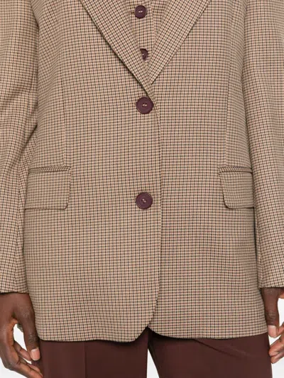 Mar De Margaritas Houndstooth-pattern Single-breasted Blazer In Brown