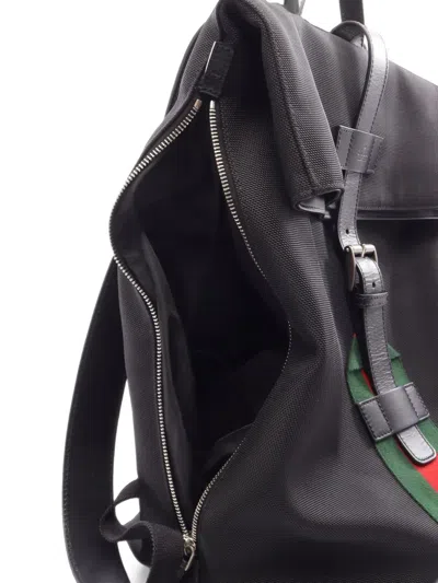 Pre-owned Gucci 2010s Web Stripe Backpack In Black
