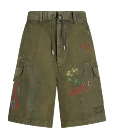 Dsquared2 Embroidered Drawstring Cargo Shorts In Pattern