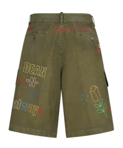 Dsquared2 Embroidered Drawstring Cargo Shorts In Pattern