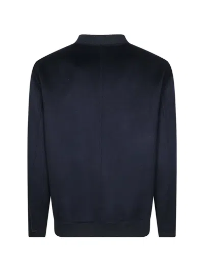Amaranto Ribbed-trim Bomber Jacket In Blue