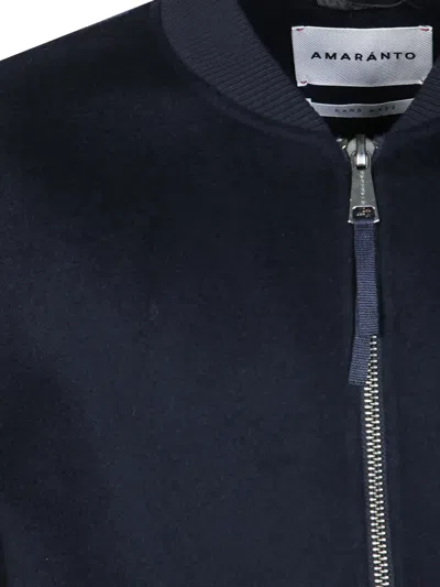 Amaranto Ribbed-trim Bomber Jacket In Blue