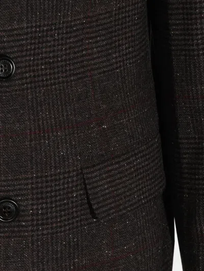 Brunello Cucinelli Check-pattern Double-breasted Suit In Brown