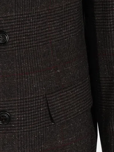 Brunello Cucinelli Check-pattern Double-breasted Suit In Brown