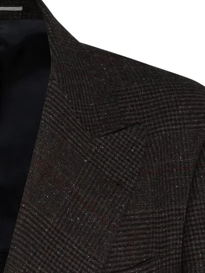 Brunello Cucinelli Check-pattern Double-breasted Suit In Brown