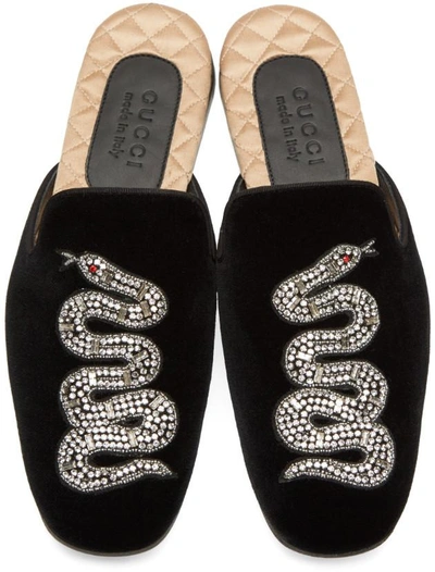 Shop Gucci Black Snake Slip-on Loafers