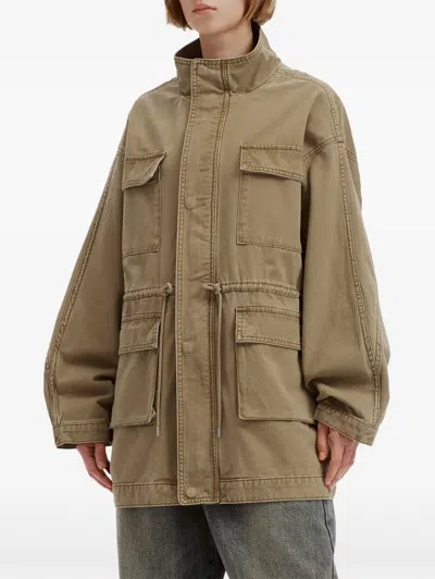 B+ab Drawstring-waist Multi-pocket Jacket In Brown