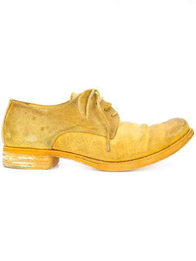 Shop A Diciannoveventitre Distressed Derby Shoes In Yellow