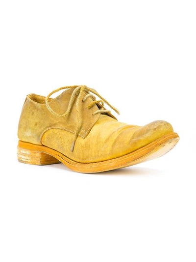 A Diciannoveventitre Distressed Derby Shoes In Yellow