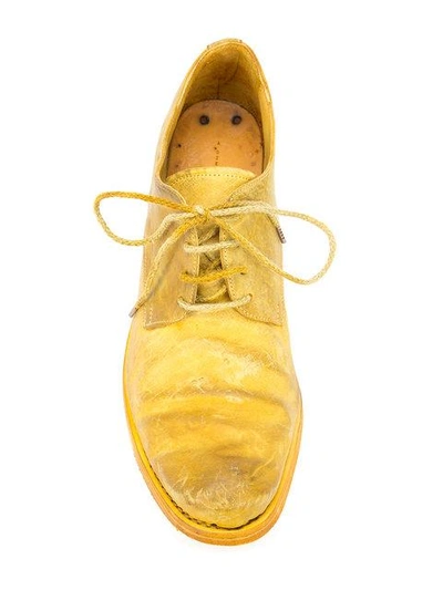 Shop A Diciannoveventitre Distressed Derby Shoes In Yellow