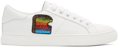 Marc Jacobs Empire Toast Embellished Leather Trainers In White Multi