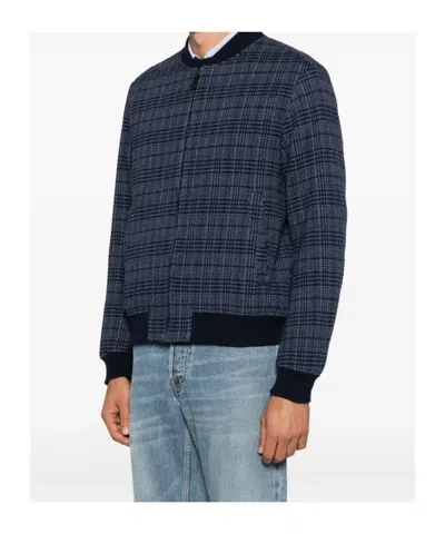 Etro Check-pattern Bomber Jacket In Blue