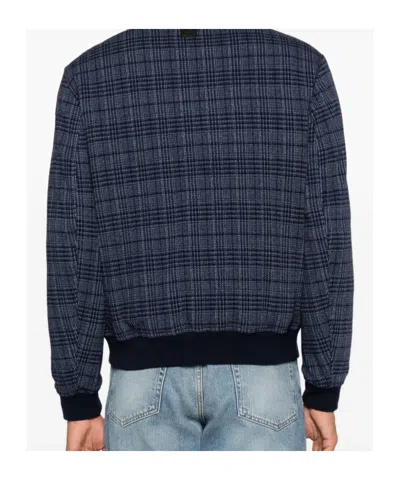 Etro Check-pattern Bomber Jacket In Blue