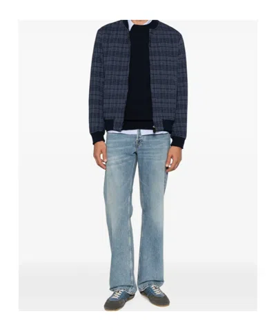 Etro Check-pattern Bomber Jacket In Blue