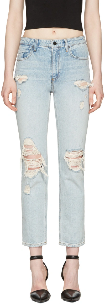 Alexander Wang Destroyed Cult Straight-leg Jeans In Blue