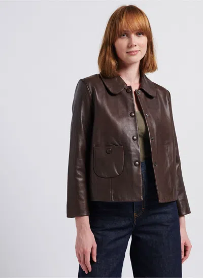 Bash Long-sleeved Leather Jacket In Brown