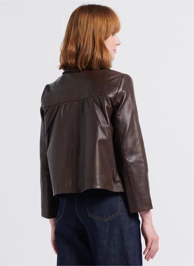 Bash Long-sleeved Leather Jacket In Brown