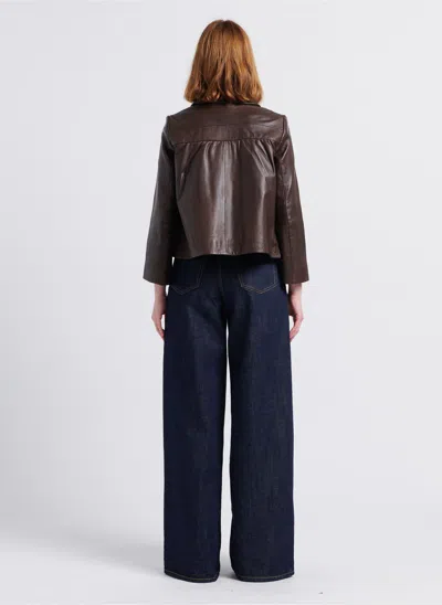 Bash Long-sleeved Leather Jacket In Brown