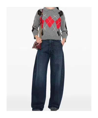 Pinko Argyle-pattern Collared Sweater In Multi