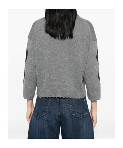 Pinko Argyle-pattern Collared Sweater In Multi