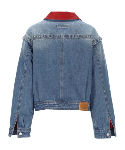 Isabel Marant Devyn Denim Jacket With Leather Collar In Multi