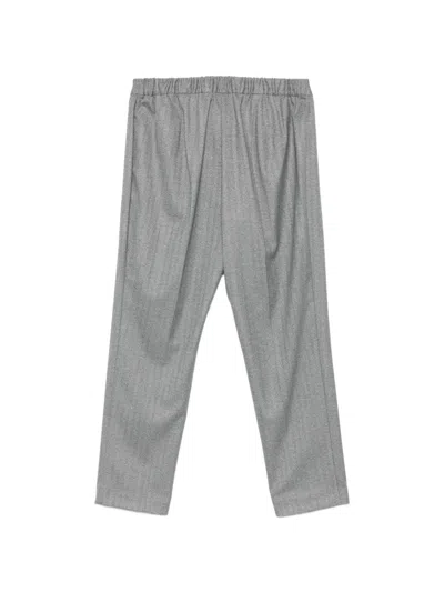 Marina Rinaldi Herringbone-pattern Elasticated Trousers In Blue