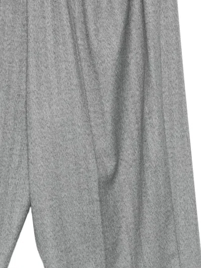 Marina Rinaldi Herringbone-pattern Elasticated Trousers In Blue
