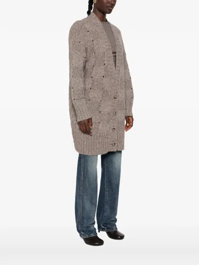 Ely Ely Check-knit Cardigan In Multi