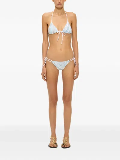 Pucci Printed Triangle Bikini Top In Blue
