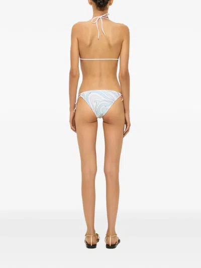 Pucci Printed Triangle Bikini Top In Blue
