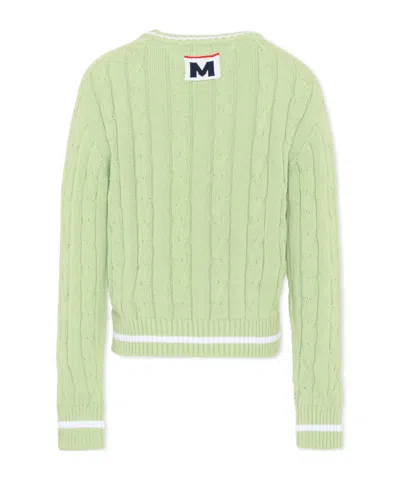 Msgm Long-sleeved Knitted Pullover In Green