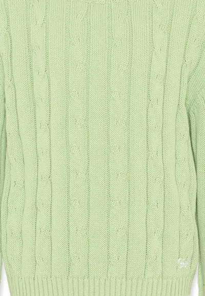 Msgm Long-sleeved Knitted Pullover In Green