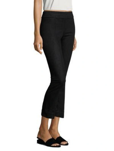 Shop Helmut Lang Cropped Flared Denim Leggings In Rinsed Black